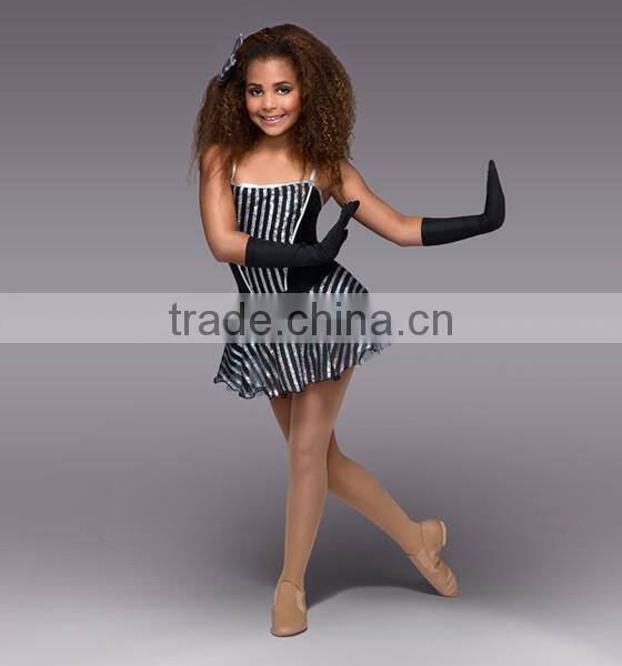 2016 New Design -kids western black sequin leotard and short sequin skirts ballet tutu