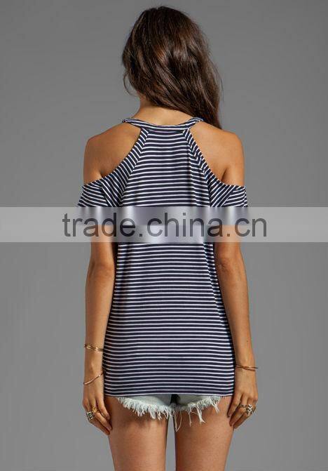 open shoulders stripe tee