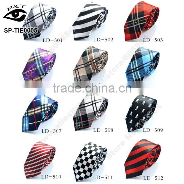 Fashion Skinny Ties For Men Grid Tie Stripe Ties