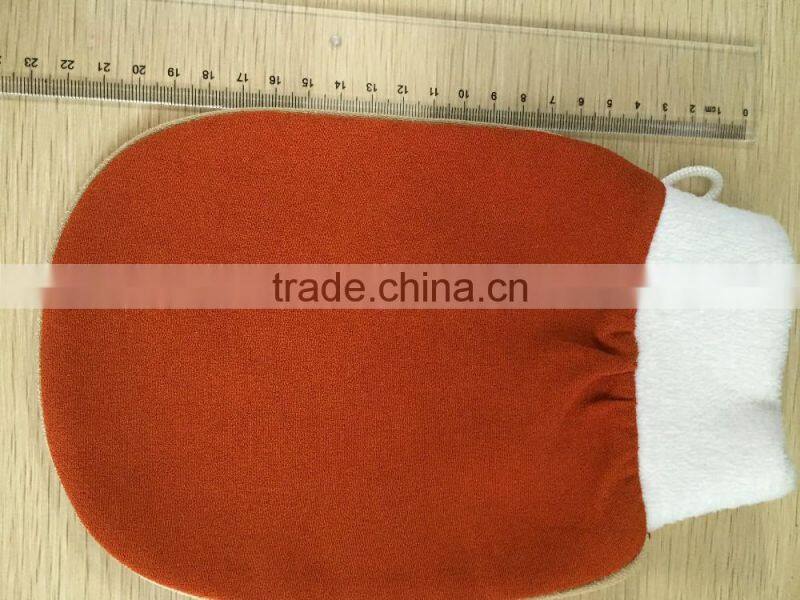 High quality 150D double layers gsm220 100% viscose Moroccan SPA Gloves with terry elastic band for promotion REACH