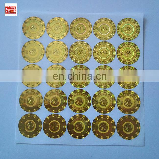 Custom Round Golden Hologram Label Self Adhesive Laser Sticker