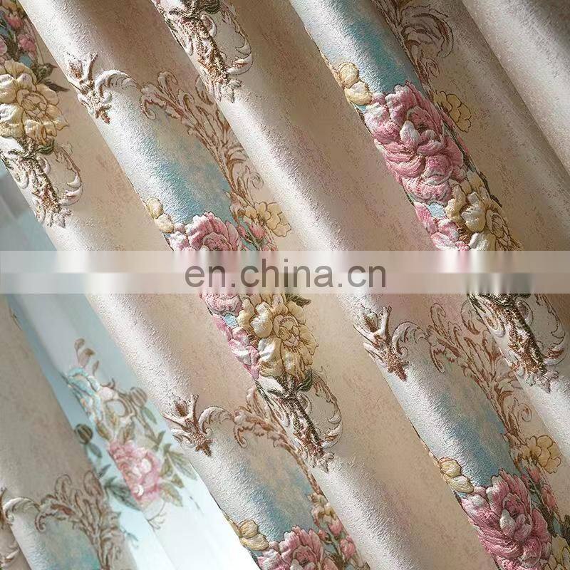 Fancy ready made embossed blackout window curtain for the living room hotel