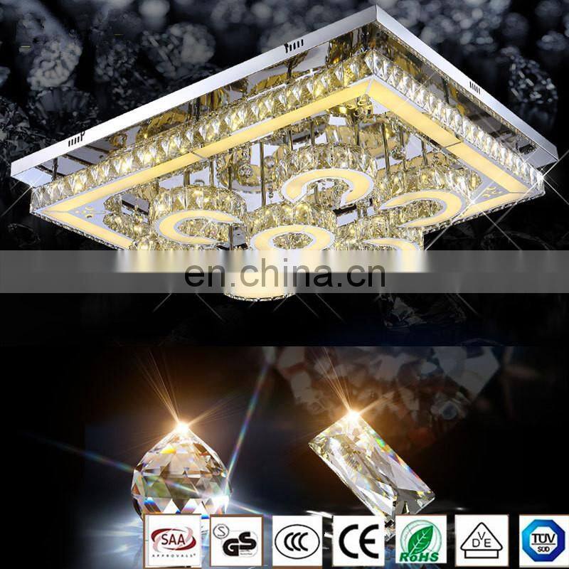 Stainless steel LED crystal lamp, modern simple living room, bedroom ceiling lamp