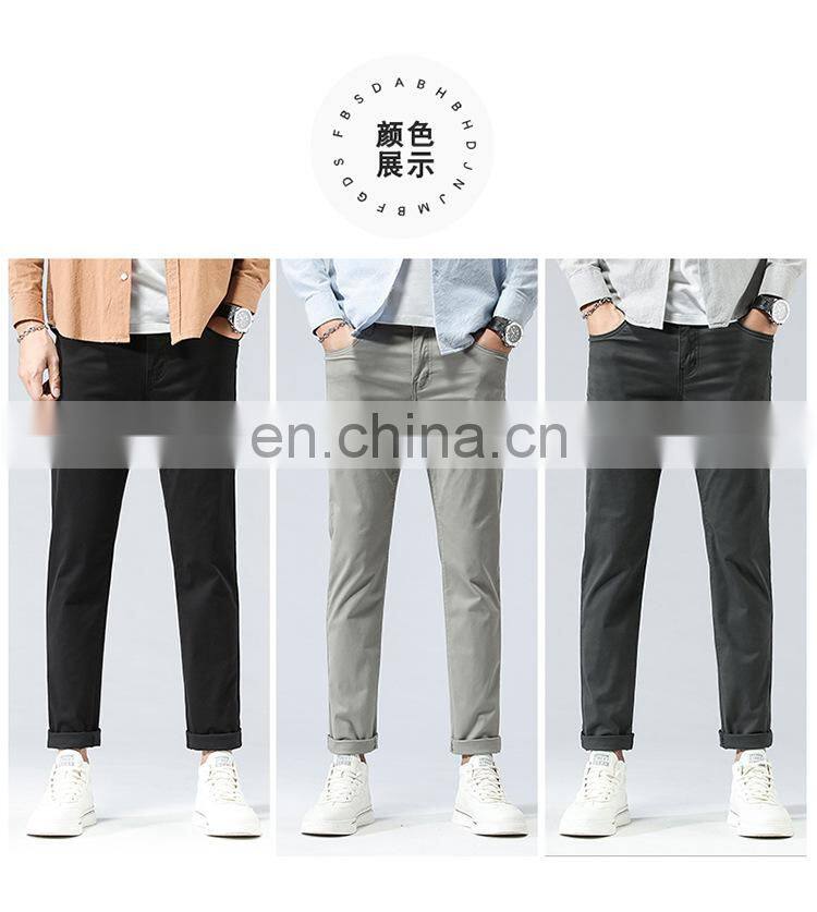 Customized LOGO men's 100% cotton high-quality spring and autumn new slim stretch foot pants plus size men's casual pants