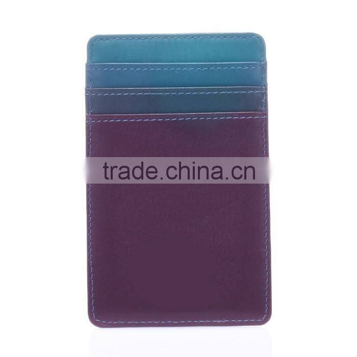 vertically Genuine Leather transparent window Colorful ID Credit Card Holder or Business Name Card Case pocket wallet