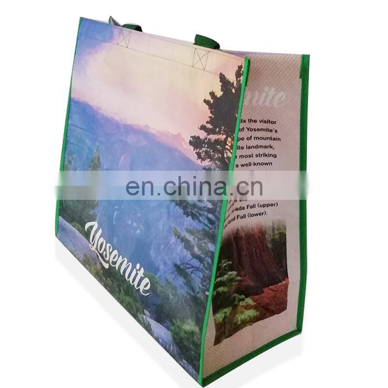 Eco friendly reusable rpet fabric bag recycled material shopping totes bags with lamination
