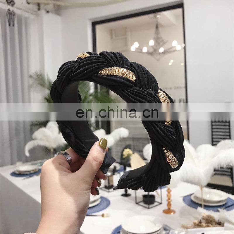 New Fashion DIY Multiple knots Hairbands For Women Ladies High-end Hair Band Wide Side Hair Accessories