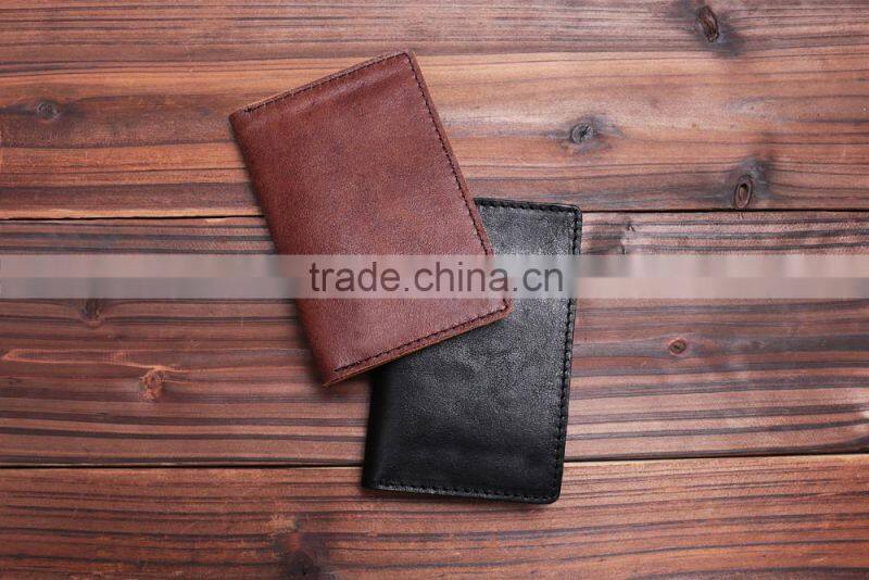 Stylish Italian vegetable tanned leather coin purse with card slot travel wallet for mem