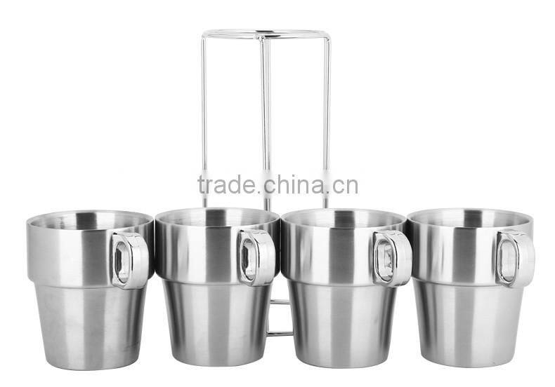 guangdong hardware cups and mugs/ 5pcs blank coffee mug set with metal rack