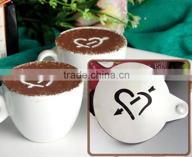 2015 wholesale 10.5CM Stainless Steel Cappuccino Coffee Stencil