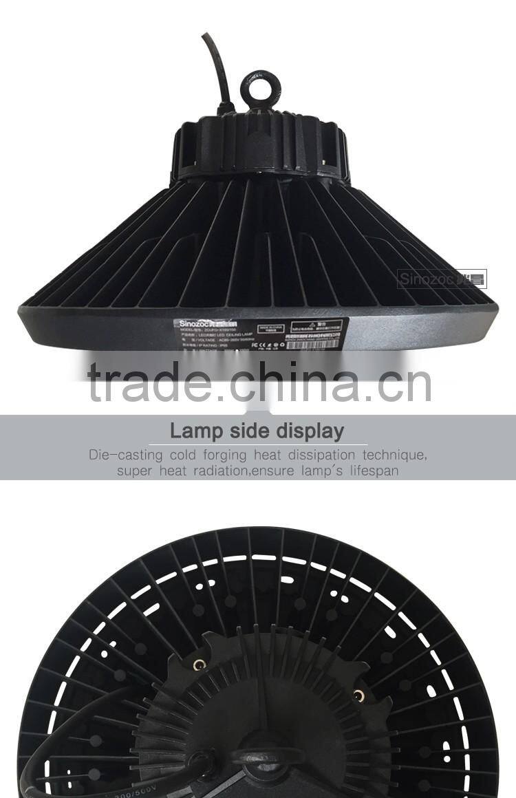 Sinozoc Best quality IP66 100w 150w ufo led high bay lighting industrial led high bay lamp with CE CC EMC CCC Rohs approved