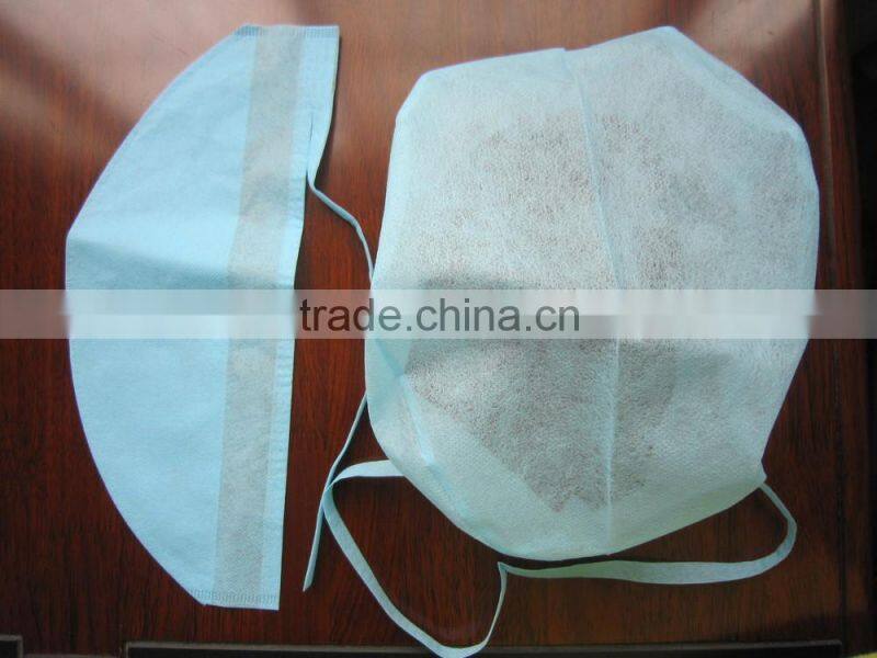 Disposable nonwoven surgical cap, doctor cap, nurse cap with tie on