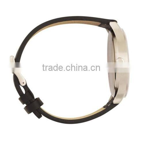 New Popular Items Silver Case With Black Leather Strap Men Watch