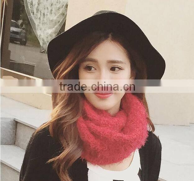 2016 New Style Ladies Fashion Circle Wool Plain Knitted Taiwan Magic Scarf