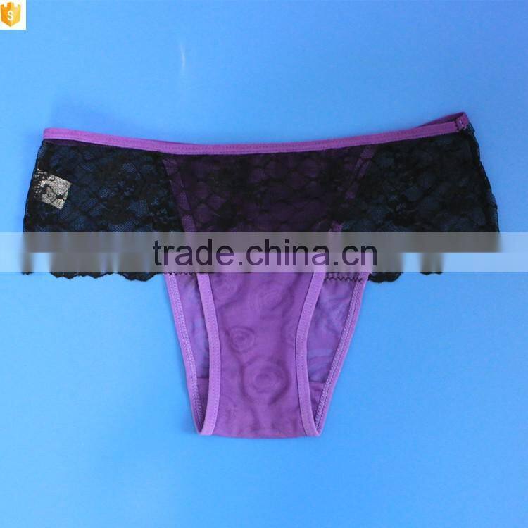 OEM undergarment supply purple eyelash lace fabric tanga