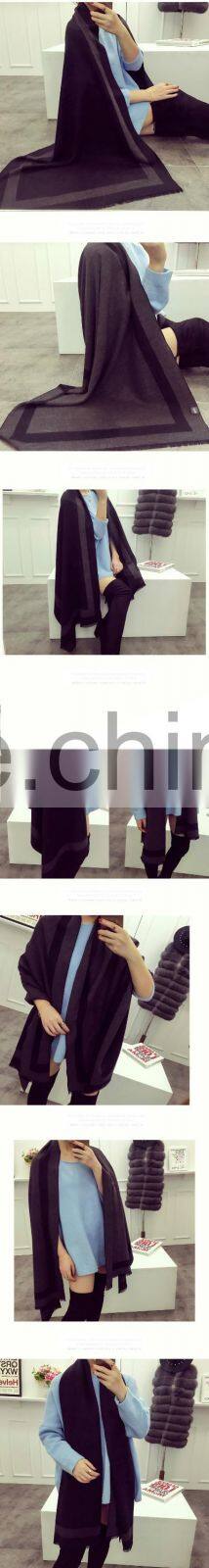 Fashionable Popular STARS LOVES Frame Style with Fringes Double-side Double-color Acrylic Wool Pashmina Scarf for Lady