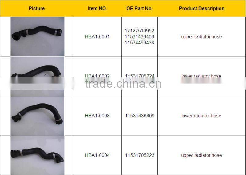 Car Rubber Radiator Hose with OE Part NO. Parts