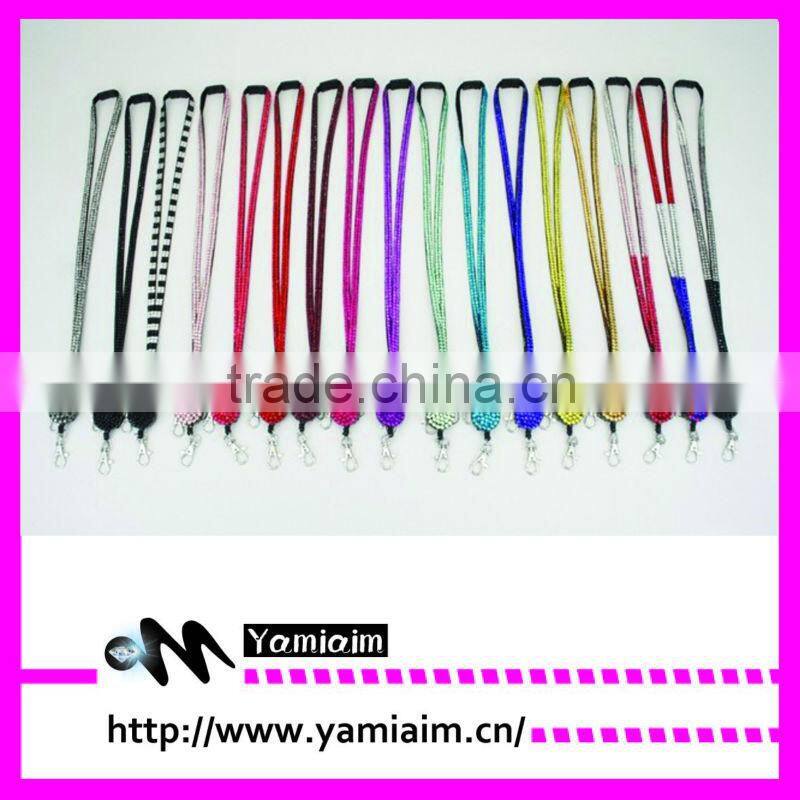 Yiwu Supplier Bling Crystal Gem Rhinestone Badge reel lanyard