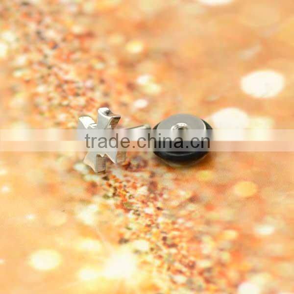 Cross shape earring stud surgical steel piercing earring for ladies