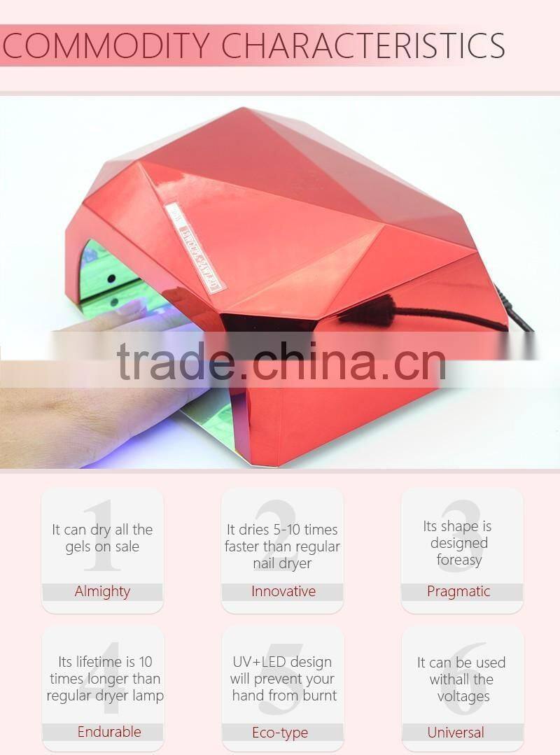 36W UV Lamp LED Ultraviolet Lamp UV Nail Dryer Dryers Nail Lamp Diamond Shaped Curing for UV Gel Nails Polish Nail Art Tools