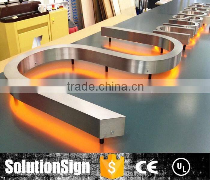 High quality wall mounted custom led backlit stainless steel letter signs