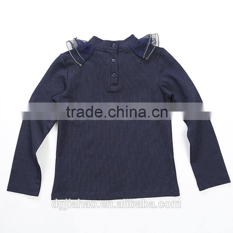 Best-selling winter long sleeve beads thicken top fashion girl t shirt 4-12y