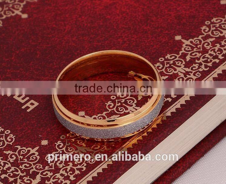 Wholesale frosted matte stainless steel couple ring 18k gold plated wedding new design finger ring