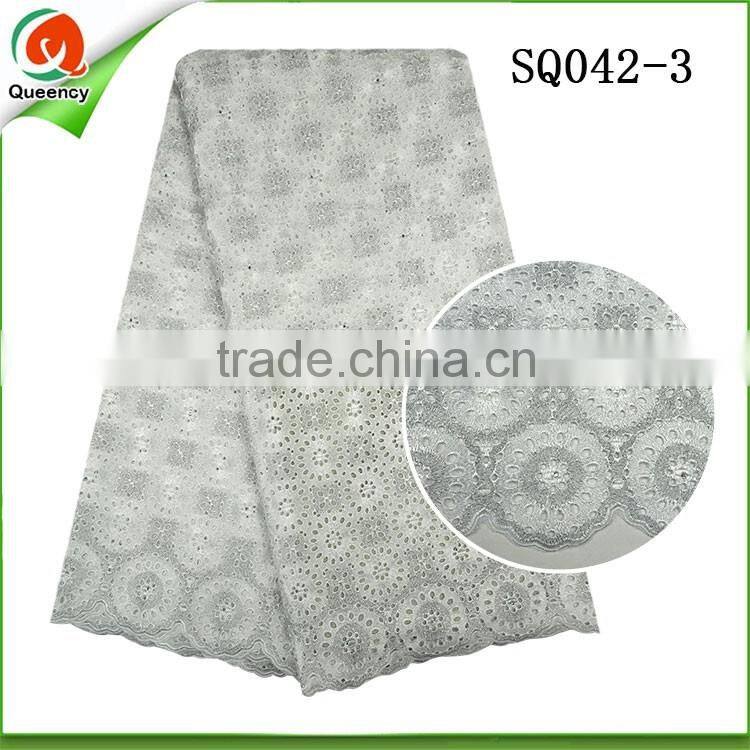 Swiss voile lace big 100% cotton lace 100 cotton dyeing fabric in royal blue