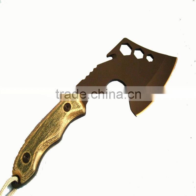 portable outdoor camping axe with wood handel
