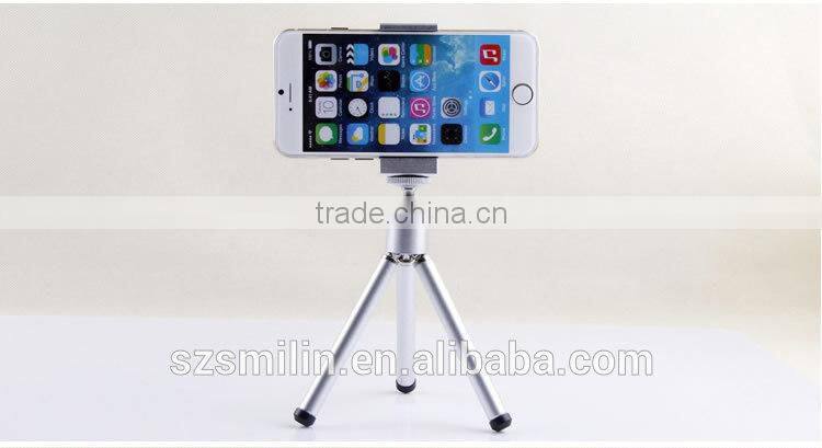 No patent 2 sections extendable Mini Aluminum Tripod Stand with metal mount adapter for Apple iPhone 6 Plus,Samsung Note,HTC