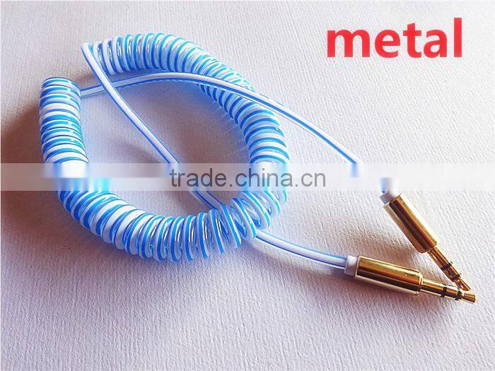 wholesale audio /DC3.5MM transparent spring cable with metal connector