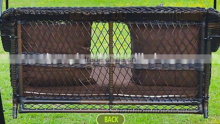 durable rattan swing chair with canopy for two people