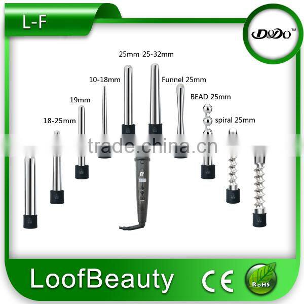 Hot selling 5 in 1 interchangeble hair curling iron of hair curlers, hair wand, hair curler set