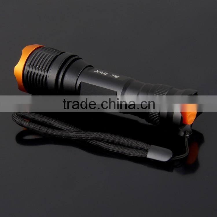 zoom function tactical flashlight aluminum LED torch light rechargeable flashlight