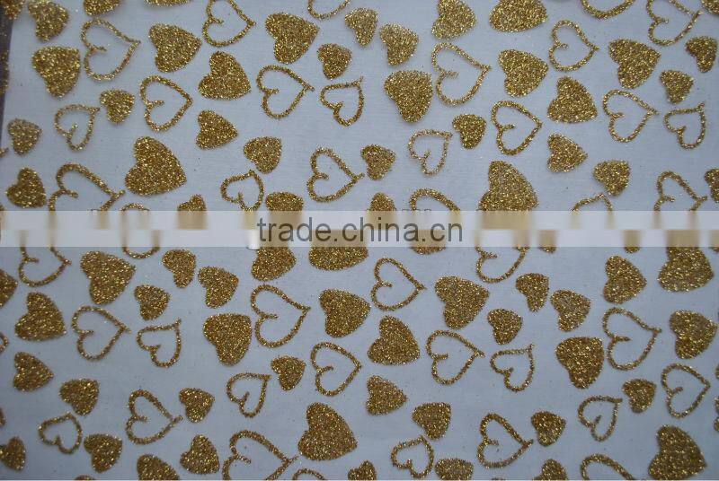 shimmer organza fabric for wedding decoration/party decoration with love pattern