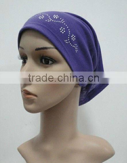C035 tube underscarf with rhinestones,cotton underscarf and hats