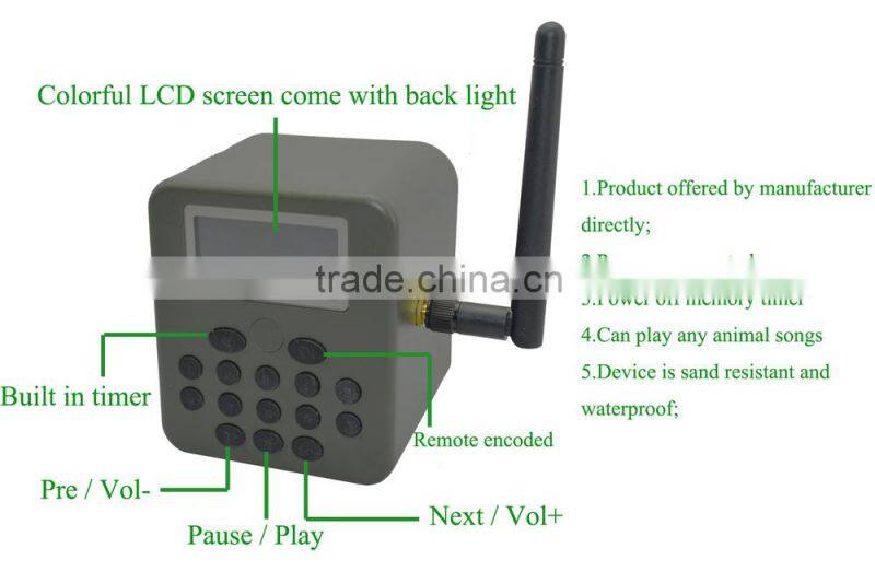 High quality outdoor hunting bird sound mp3, hunting mp3 bird call, hunting bird mp3 player with 50w / 150dB
