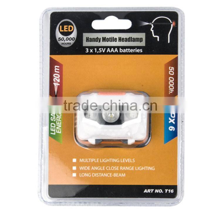 Poppas T16 2+1 red smd led 3AAA battery operated waterproof outdoor camping running walking headlight