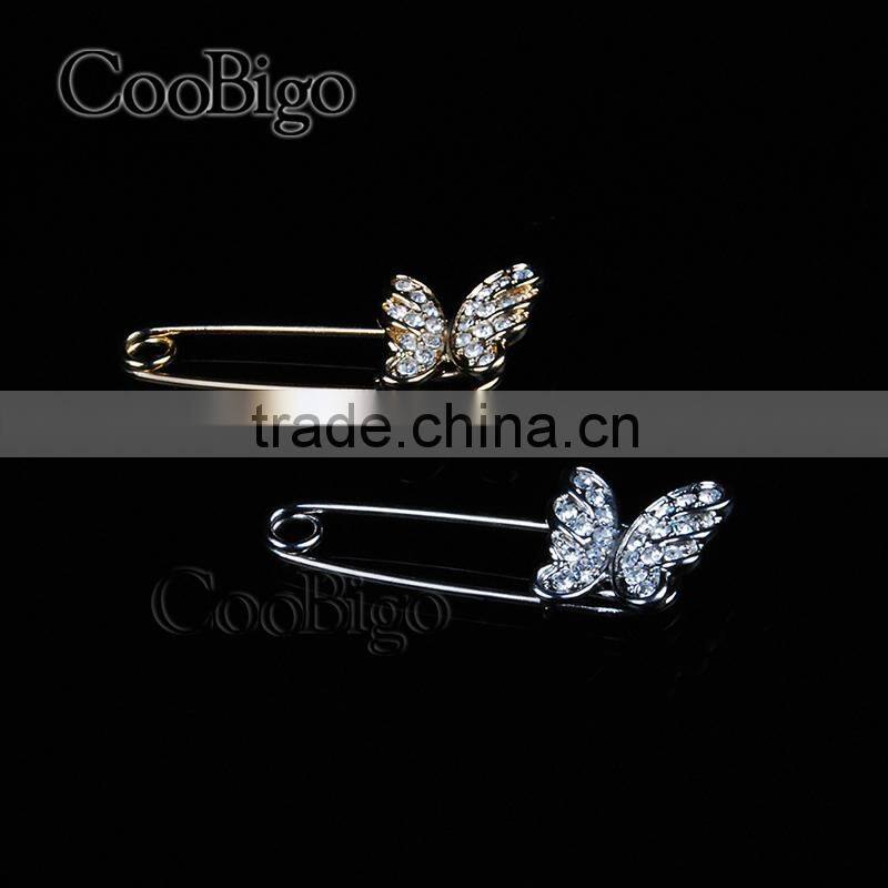 Popular Jewelry Rhinestone Butterfly Pin Brooch Girls Dresses Hijab Scarf Wedding Party Gift Appreal Promotion Accessories