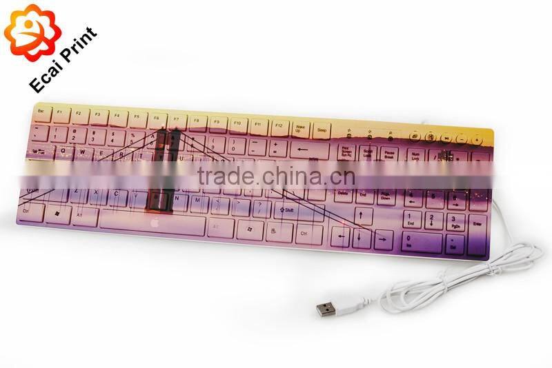 2016 hot sale custom printing wired keyboard with illustration