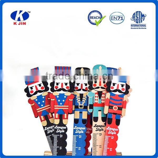 Hot promotional 12cm wood shaped ruler for children with high quality