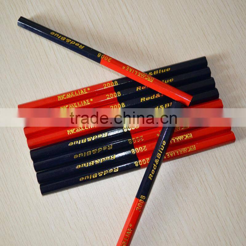 7" jumbo size high quality 5.0mm red and blue lead bi coloured pencil