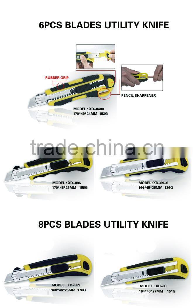 6 PCS Self loading Blade rubber grip cutter set + 10pc blades