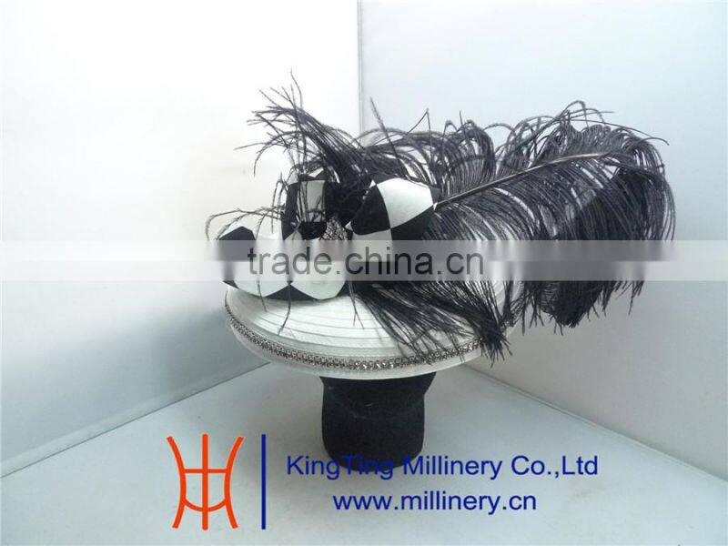 Fashion Church Hat Wholesale Black/White Color With Fancy Feather BM-5006