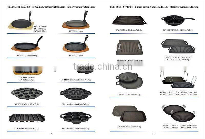 Cast Iron Cookware Pan, Wood Handle Cast Iron Pan