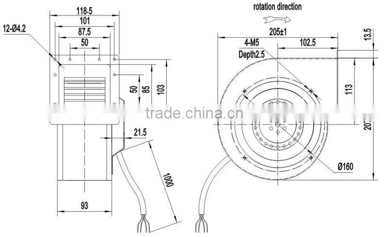 AC 120V Housing Centrifugal fan Diameter 150MM / Blower Fan Motor