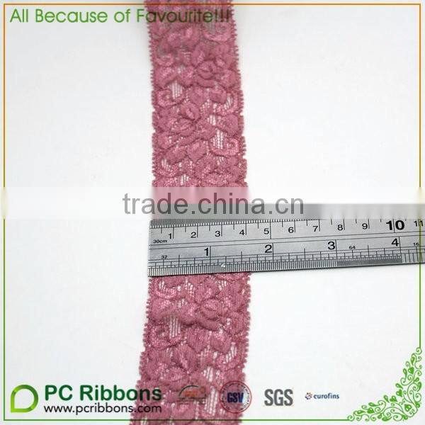 1.5" width Rose Mauve Mesh Stretch Lace Trim Craft for Evening Gown