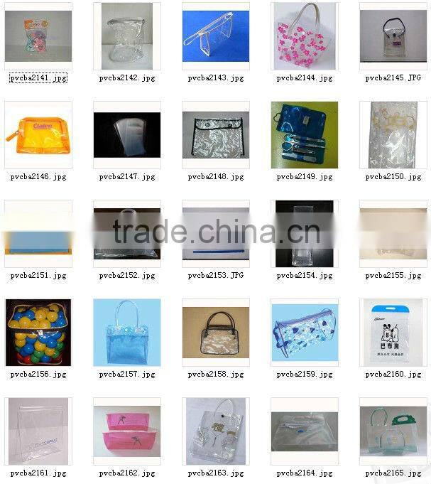 cosmetic transparent PVC zipper bags with customers LOGO print