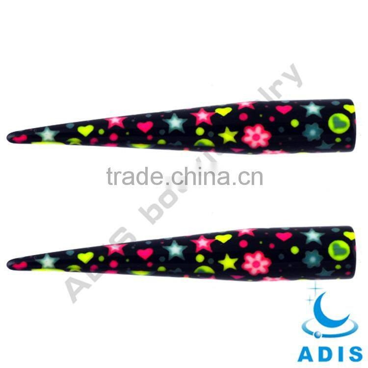 Hot Selling Priting Colorful Logo Acrylic Taper Ear Expander