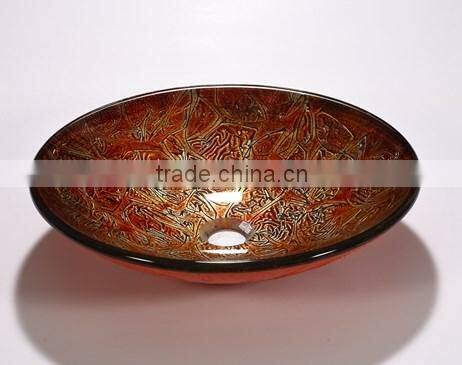 Colorful art glass basin glass vanity transparent sink LH-16026